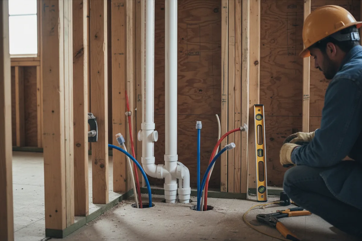 Drain and supply rough-in during Toilet Repair and Installation in New Baltimore